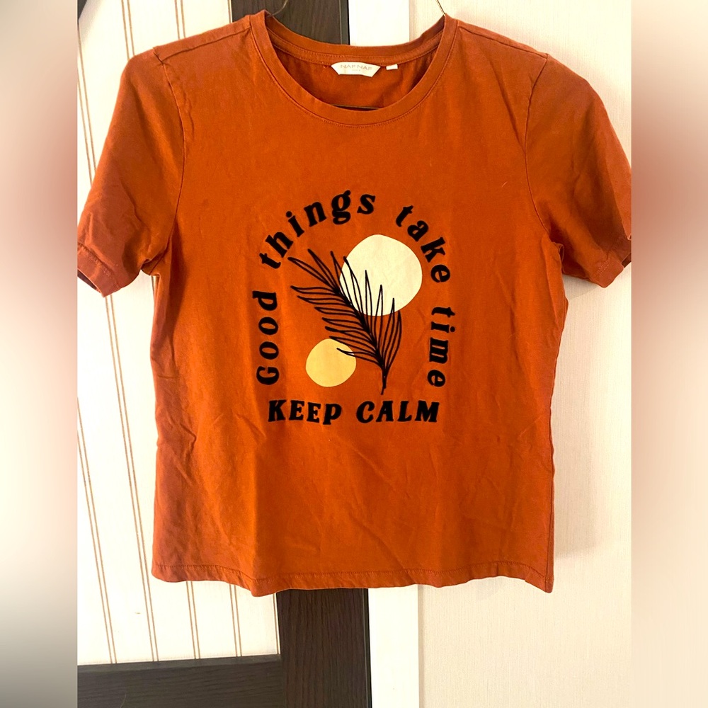 NWOT NAF NAF PARIS T-Shirt Good Things Take Time Size Small